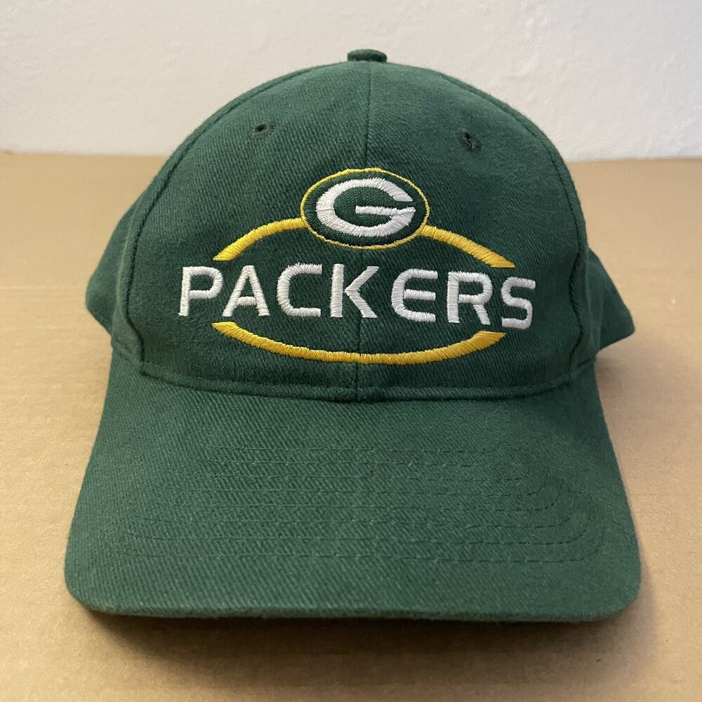 VINTAGE Green Bay Packers Hat Cap Strapback Adult One Size Green Logo 7 Mens